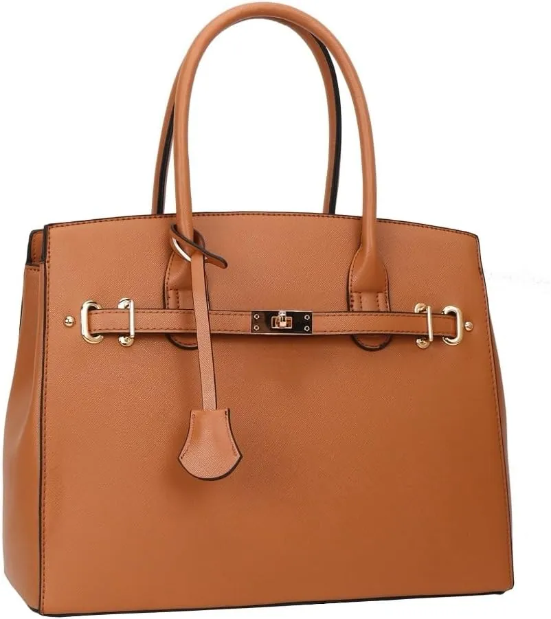 Top Handle Bag For Women, Vegan Leather Crossbody Designer Satchels, Adjustable Strap With Wallet For Ladies 2pcs