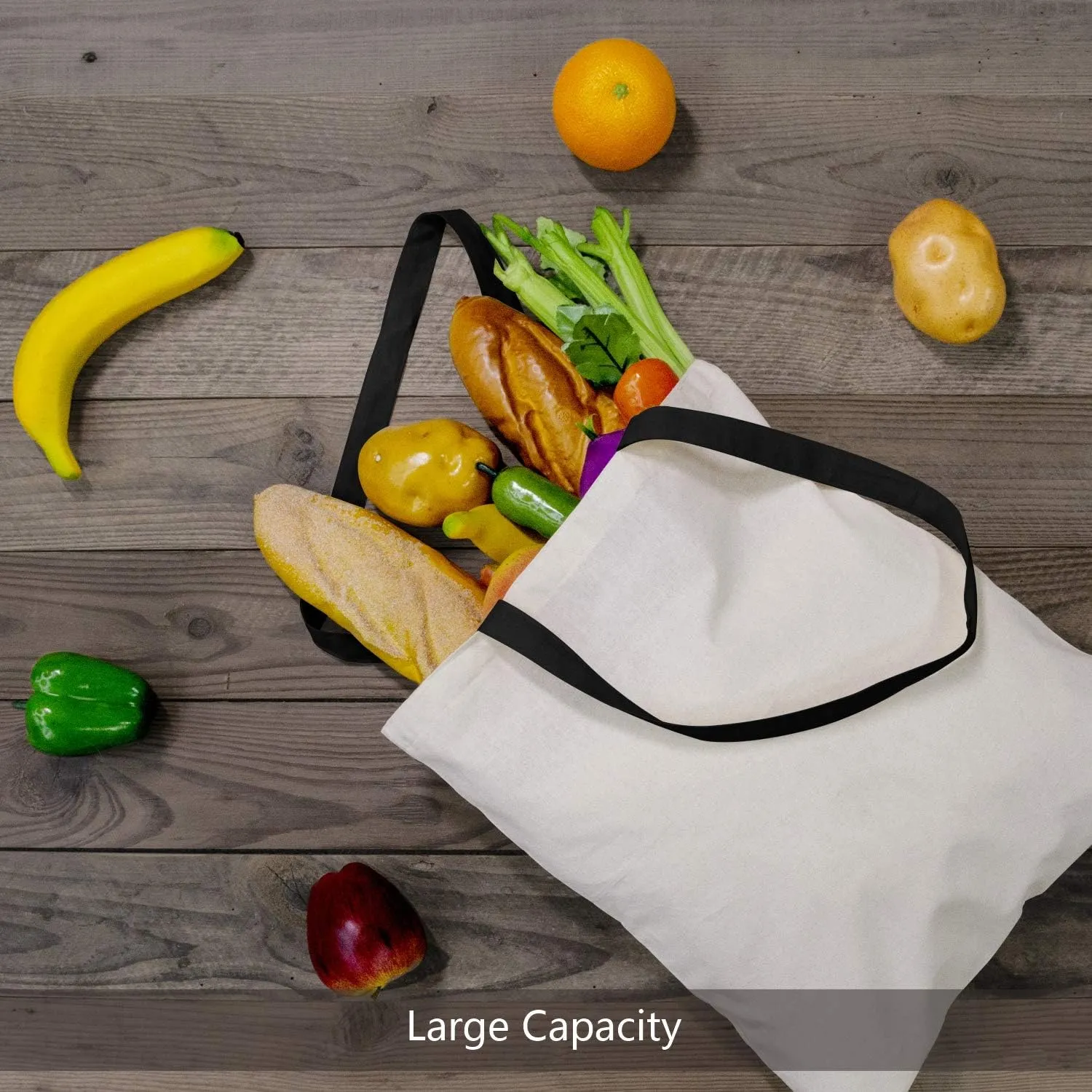TOPDesign 6-Pack Economical Cotton Tote Bag, Lightweight Medium Reusable Grocery Shopping Cloth Bags, Suitable for DIY, Advertising, Promotion, Gift, Activity