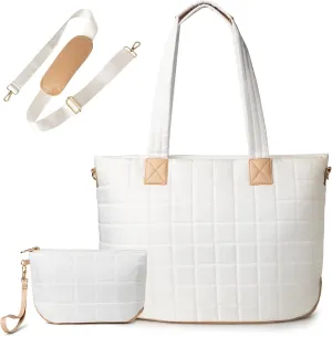 Tote Bag for Women, Large Quilted Puffy Handbag with Multi-pockets, Shoulder Bag Handbag for Travel, Work, Daily