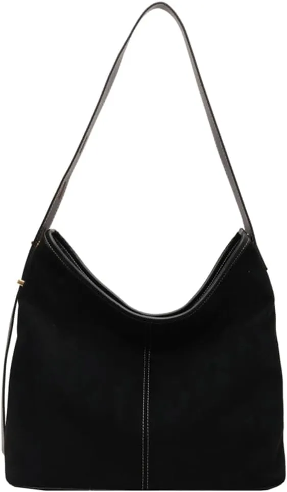 Tote Bag for Women Suede Classic Top-handle Shoulder Bags Slouchy Hobo Crossbody Bag Retro College Work Purse Handbag