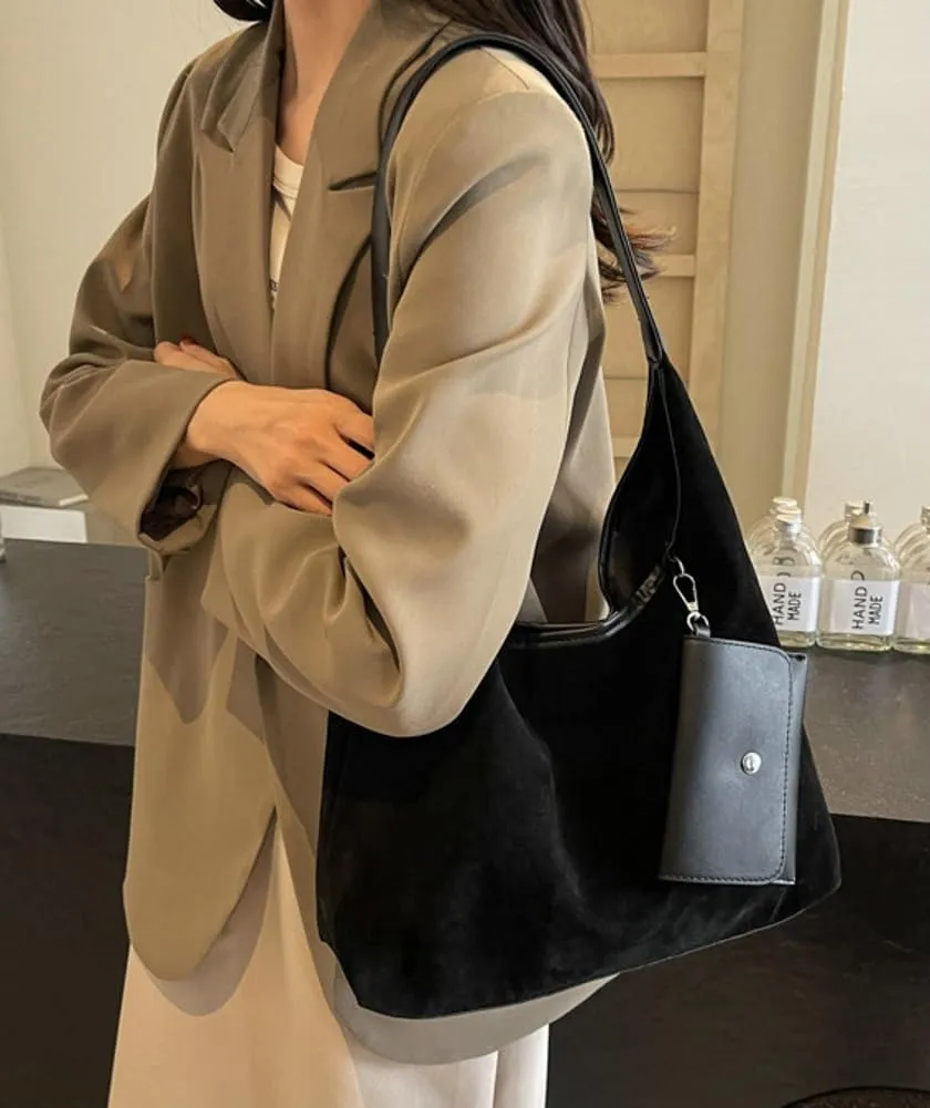 Tote Bag for Women Suede Shoulder Bags Satchel and Purse Bag Soft Stylish Handbag Dating Work Shopping