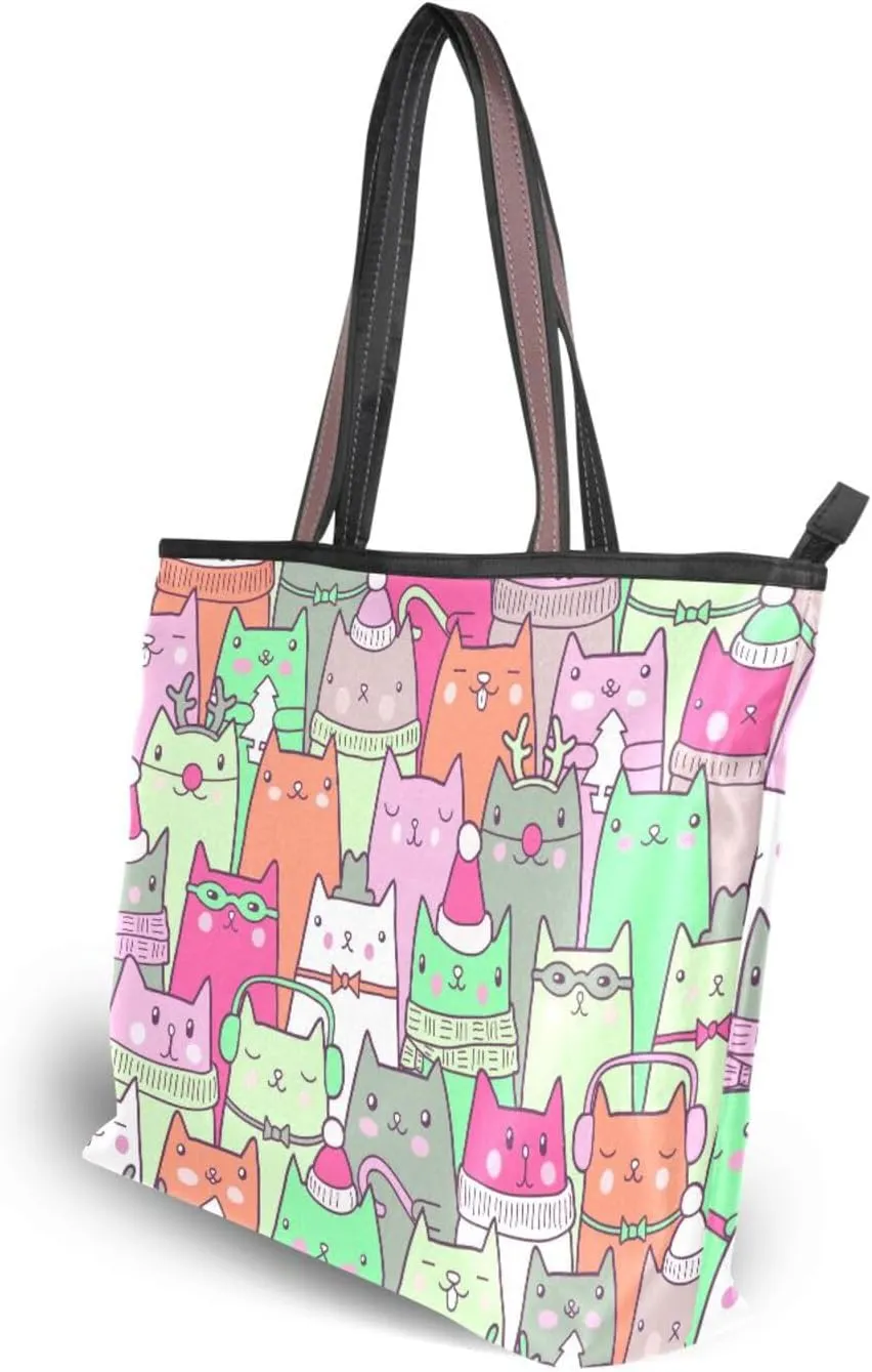 Tote Bag for Women Top Handle Satchel Purse Large Tote Bags with Zipper Pockets Pattern 1
