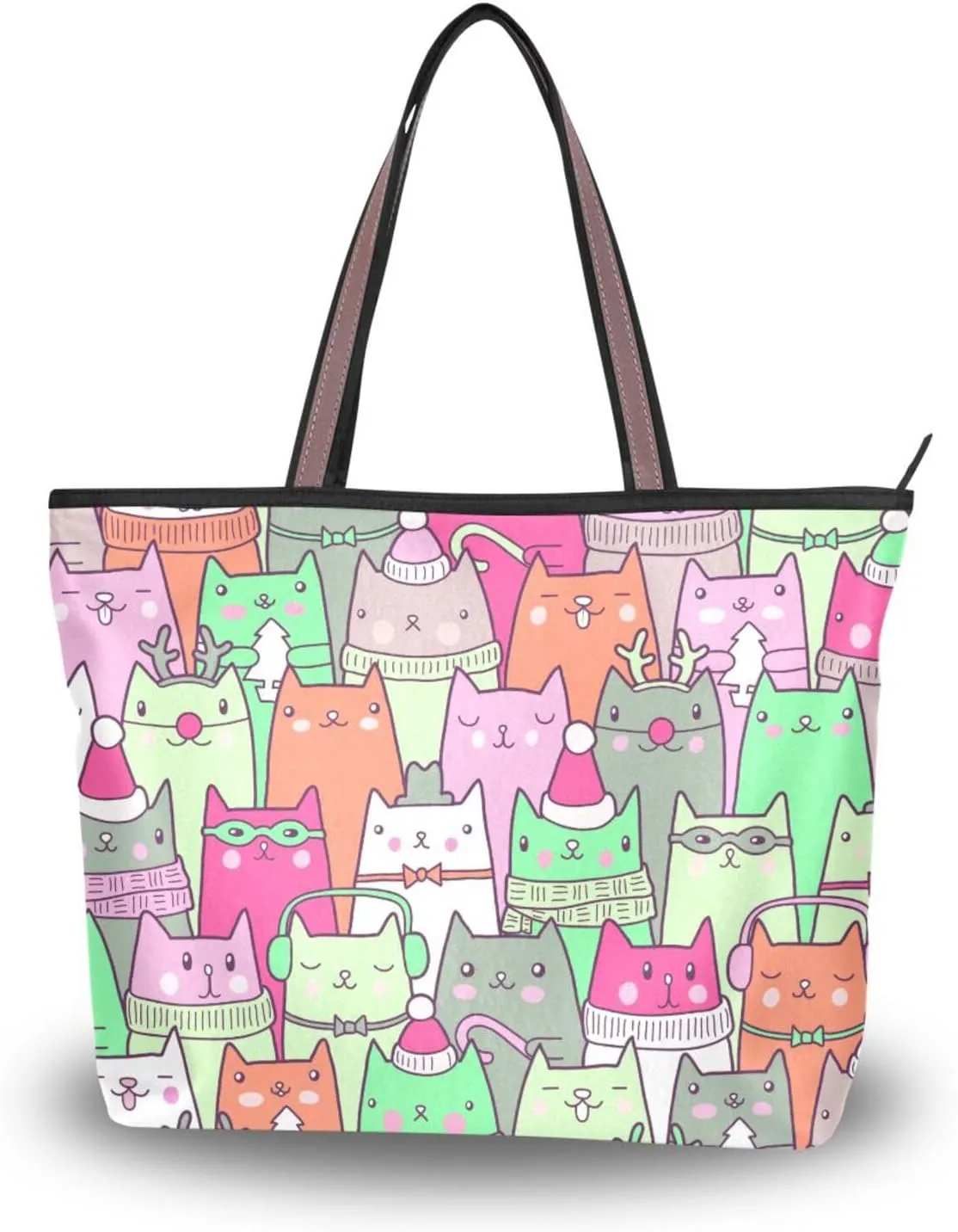 Tote Bag for Women Top Handle Satchel Purse Large Tote Bags with Zipper Pockets Pattern 1