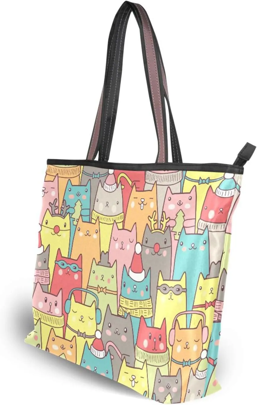 Tote Bag for Women Top Handle Satchel Purse Large Tote Bags with Zipper Pockets Pattern 1