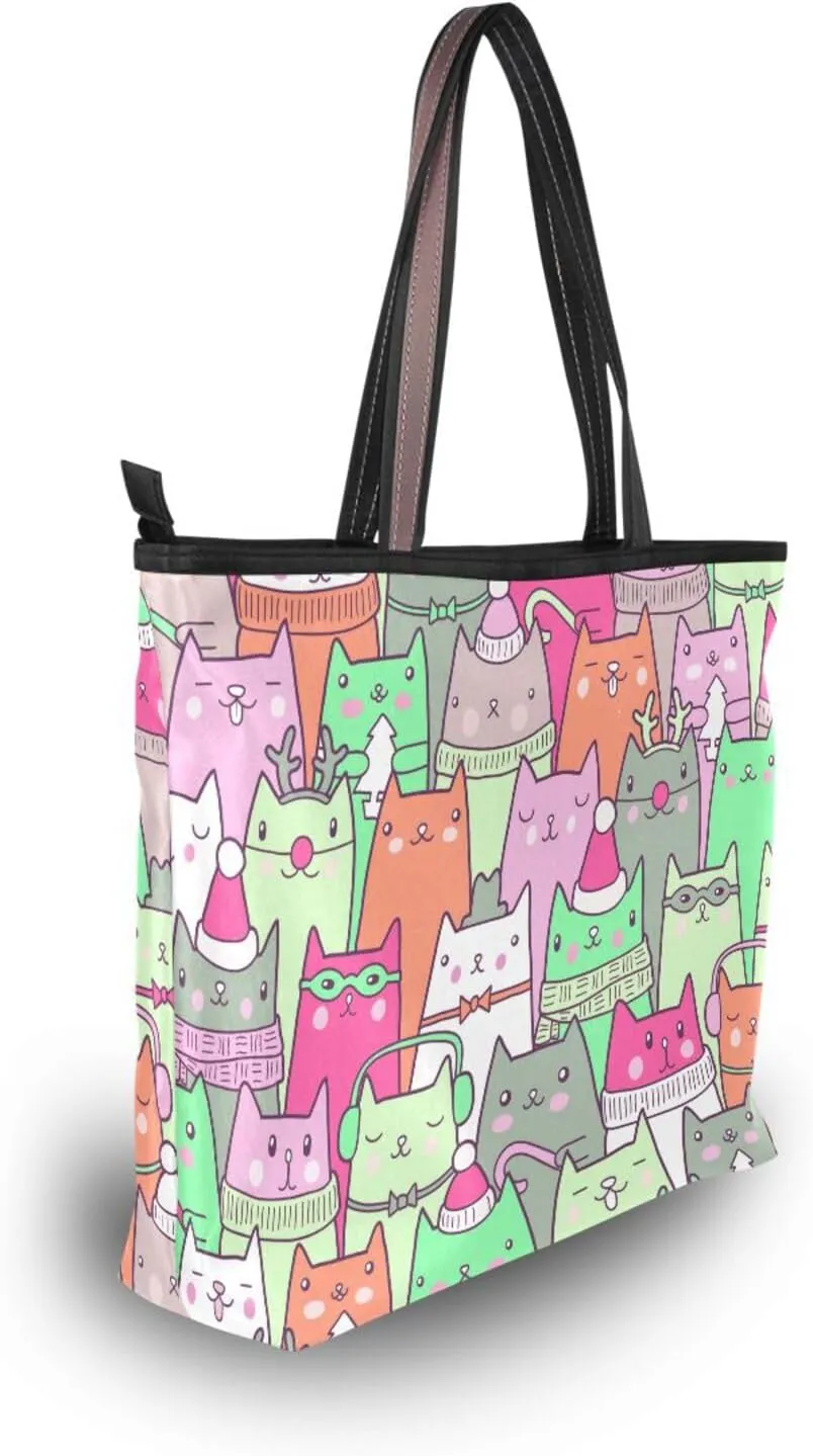 Tote Bag for Women Top Handle Satchel Purse Large Tote Bags with Zipper Pockets Pattern 1