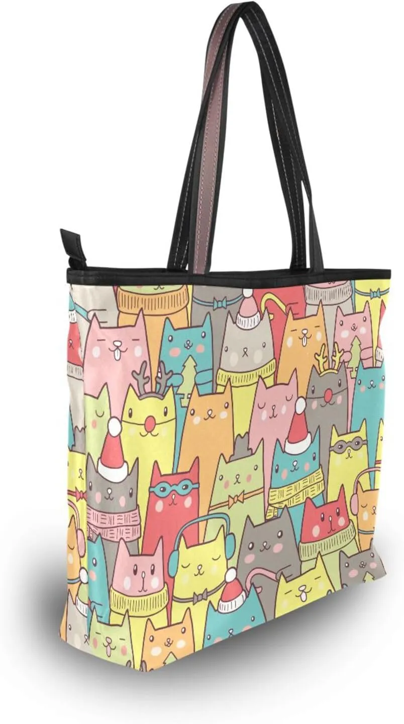 Tote Bag for Women Top Handle Satchel Purse Large Tote Bags with Zipper Pockets Pattern 1