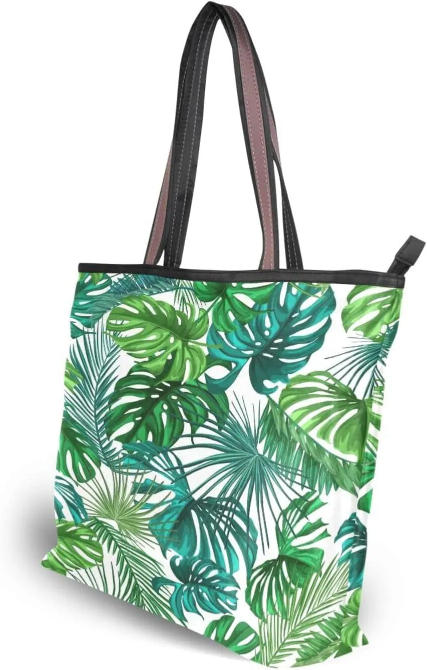 Tote Bag for Women with Zipper and Pockets,Polyester Tote Bag Pattern Tote Purse Women Handbag