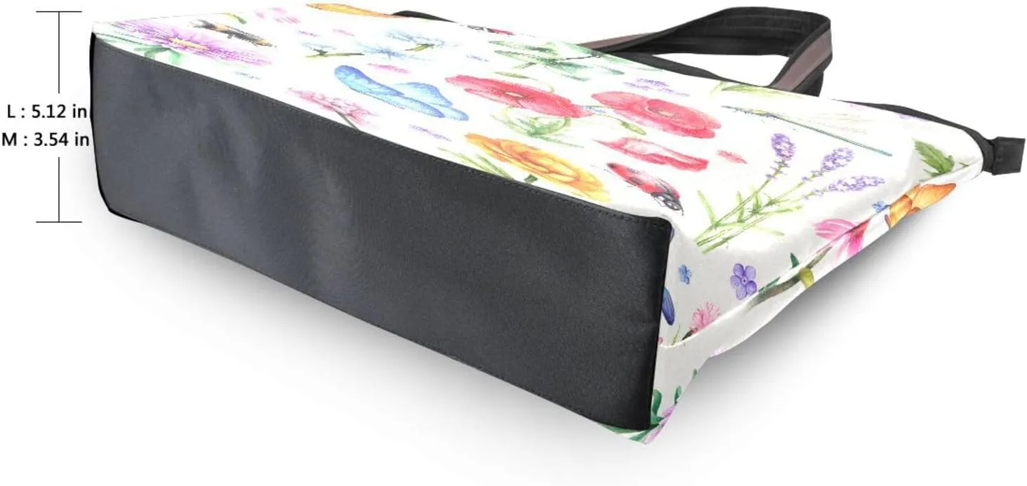 Tote Bag for Women with Zipper and Pockets,Polyester Tote Bag Pattern Tote Purse Women Handbag