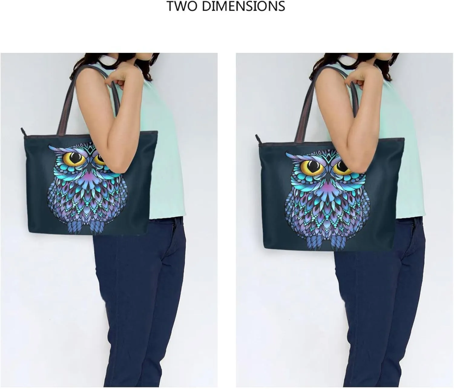 Tote Bag for Women with Zipper and Pockets,Polyester Tote Bag Pattern Tote Purse Women Handbag