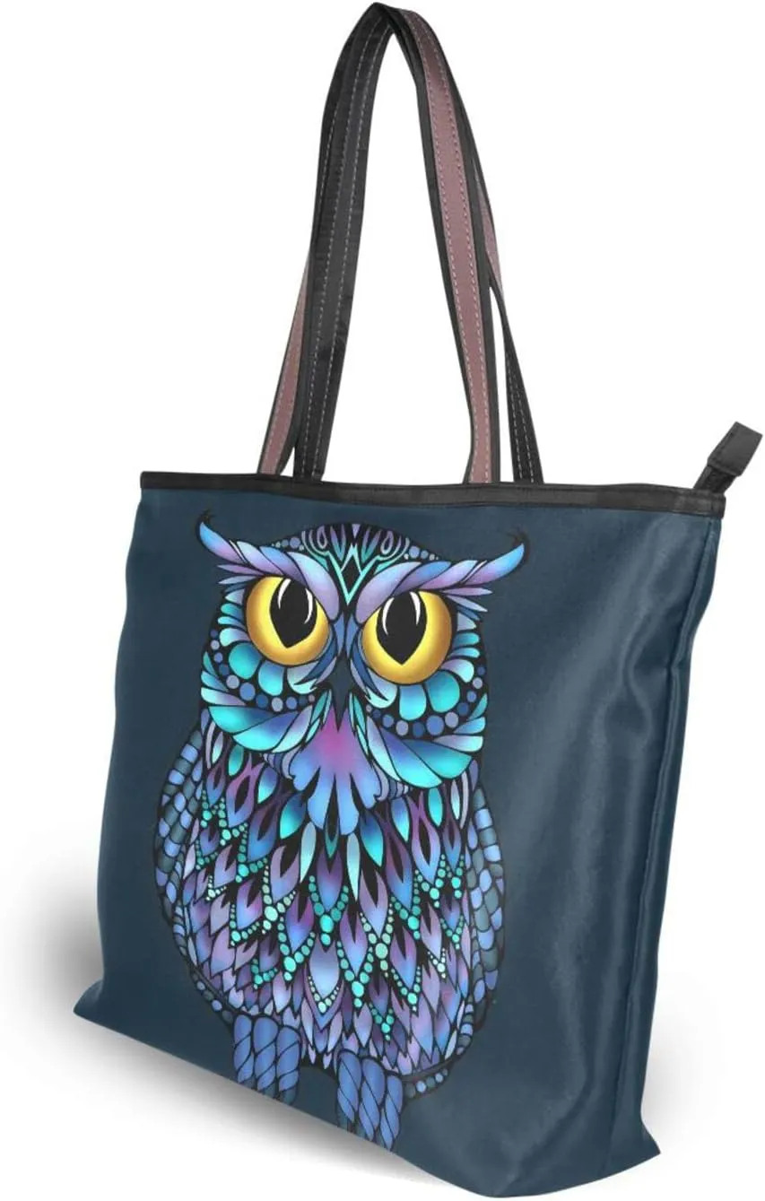 Tote Bag for Women with Zipper and Pockets,Polyester Tote Bag Pattern Tote Purse Women Handbag