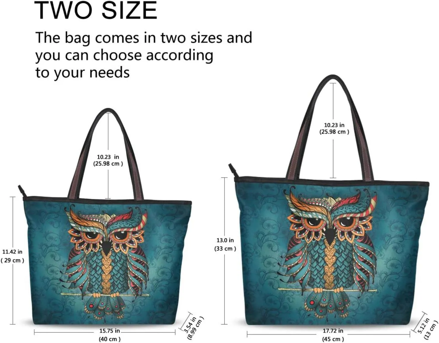 Tote Bag for Women with Zipper and Pockets,Polyester Tote Bag Pattern Tote Purse Women Handbag