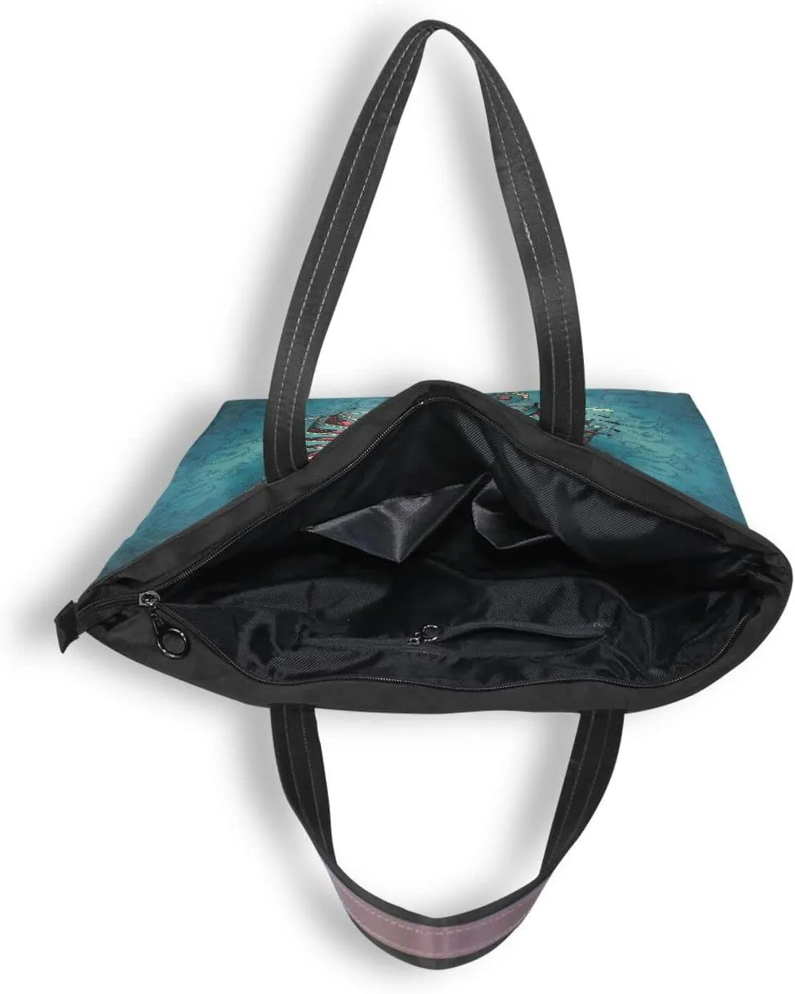 Tote Bag for Women with Zipper and Pockets,Polyester Tote Bag Pattern Tote Purse Women Handbag
