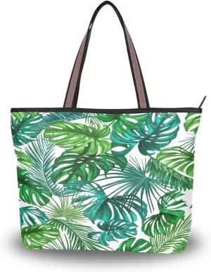 Tote Bag for Women with Zipper and Pockets,Polyester Tote Bag Pattern Tote Purse Women Handbag