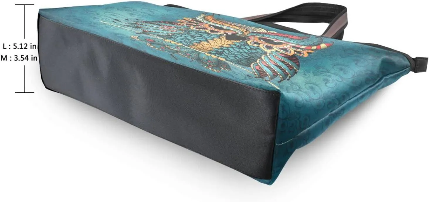 Tote Bag for Women with Zipper and Pockets,Polyester Tote Bag Pattern Tote Purse Women Handbag