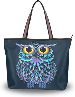 Tote Bag for Women with Zipper and Pockets,Polyester Tote Bag Pattern Tote Purse Women Handbag