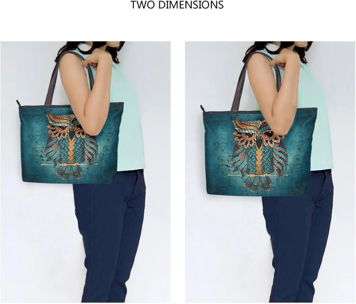 Tote Bag for Women with Zipper and Pockets,Polyester Tote Bag Pattern Tote Purse Women Handbag