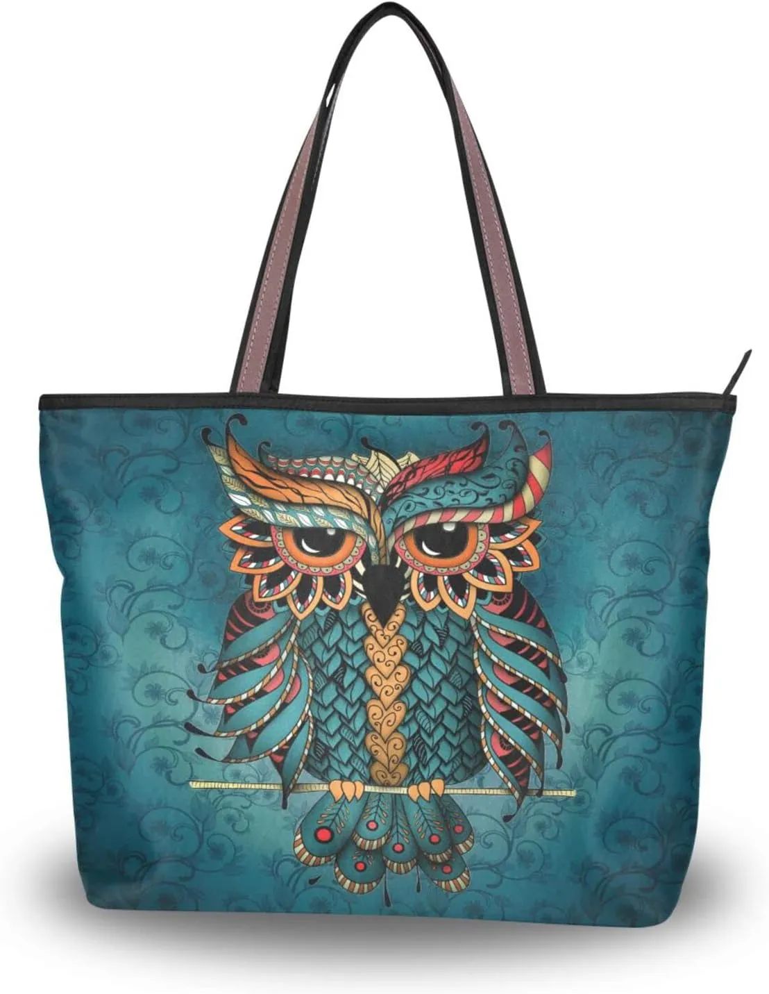 Tote Bag for Women with Zipper and Pockets,Polyester Tote Bag Pattern Tote Purse Women Handbag