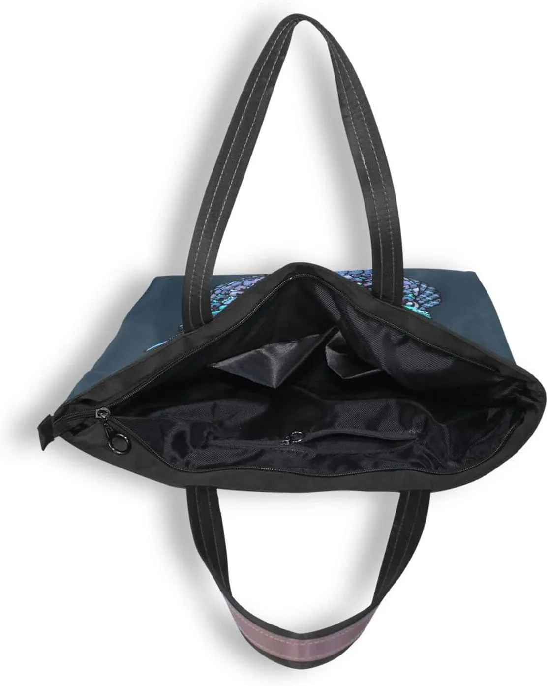 Tote Bag for Women with Zipper and Pockets,Polyester Tote Bag Pattern Tote Purse Women Handbag