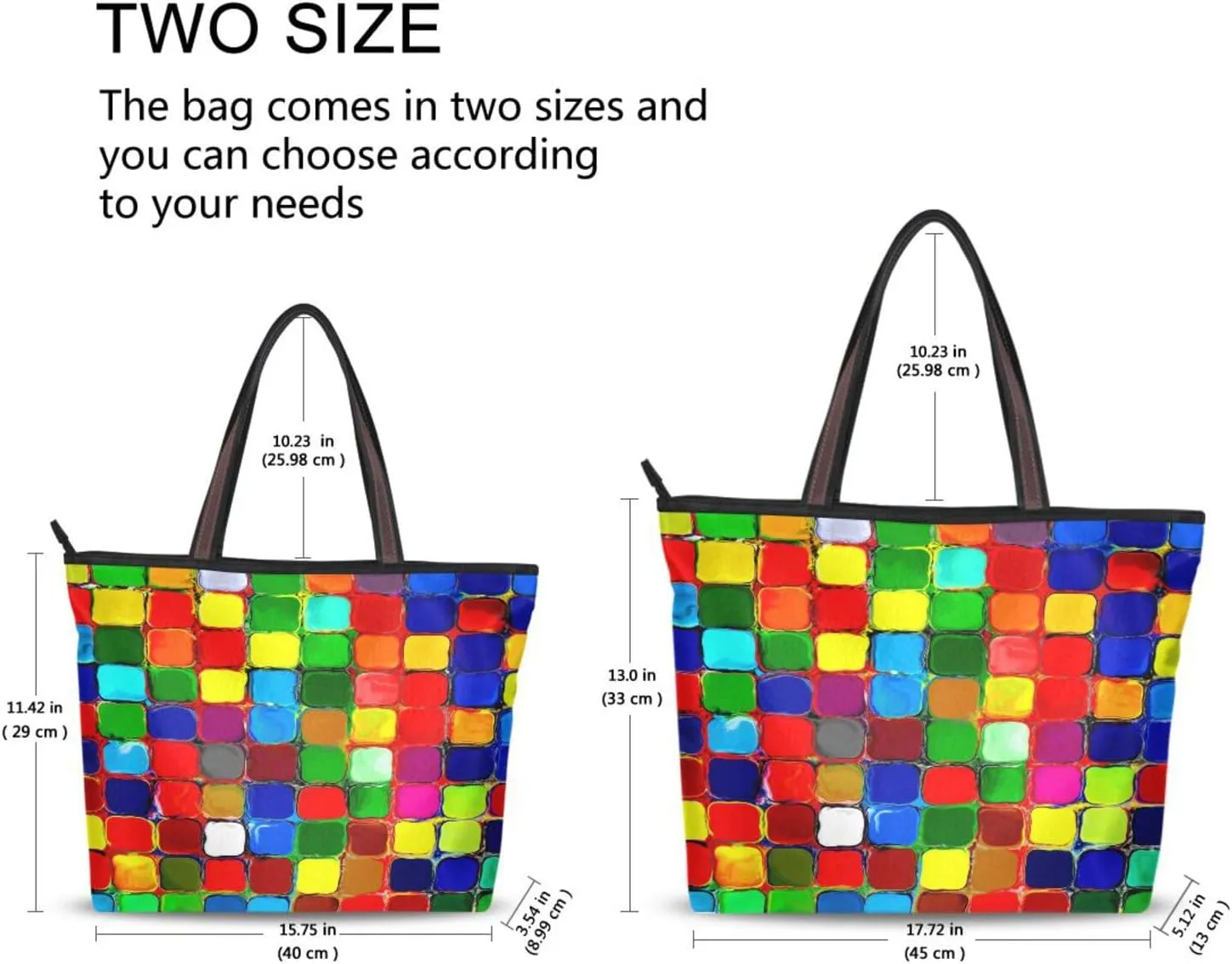 Tote Bag for Women with Zipper,Polyester Tote Purse Holiday Tote Bag Work Handbag Women Gift