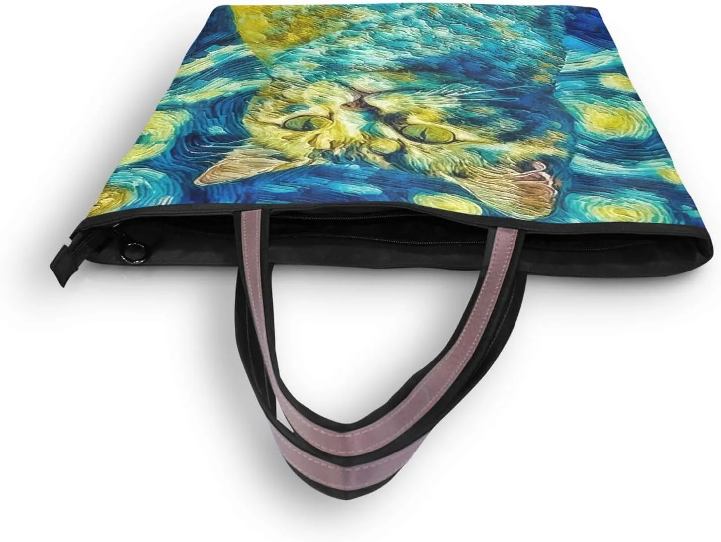 Tote Bag for Women with Zipper,Polyester Tote Purse Holiday Tote Bag Work Handbag Women Gift