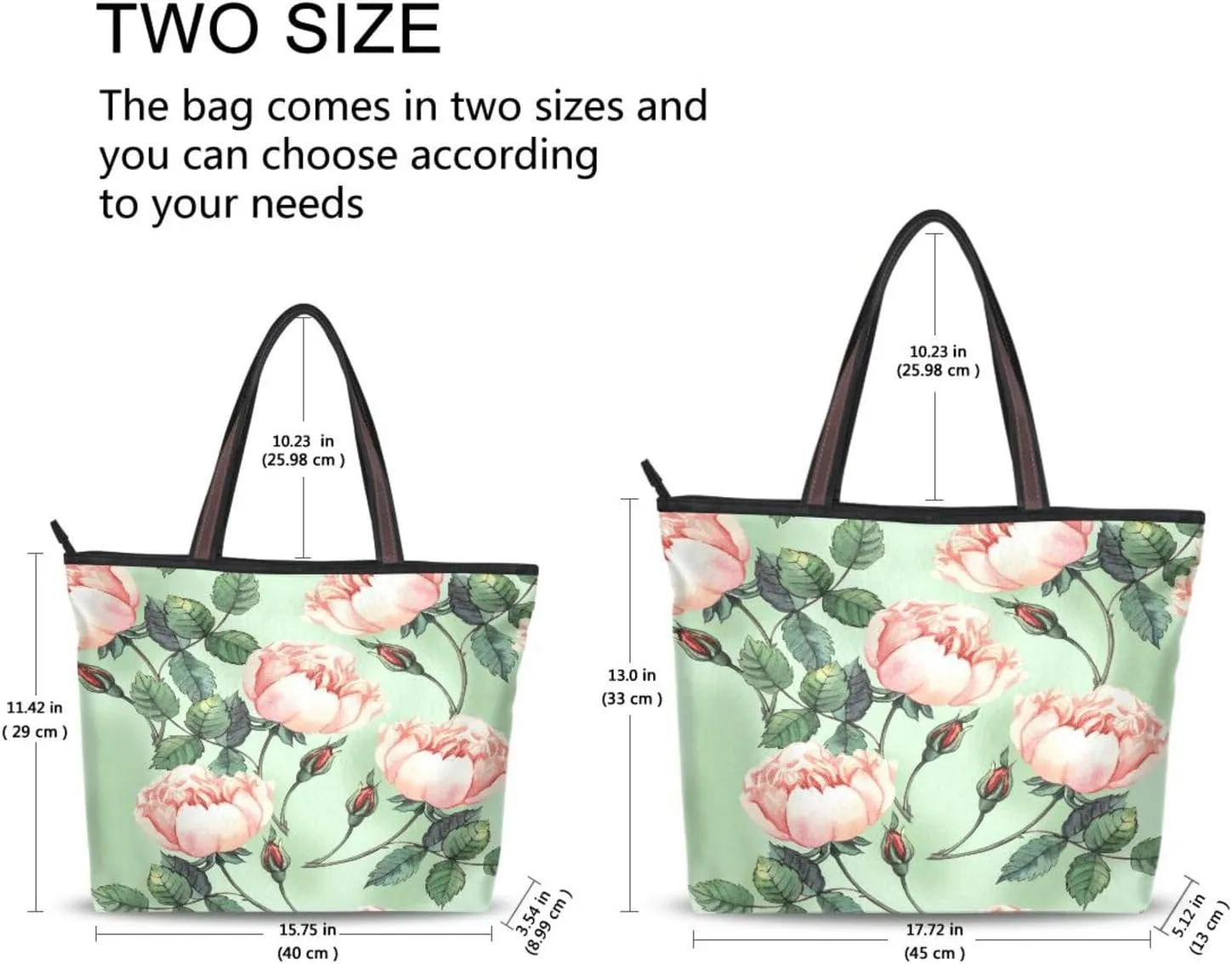 Tote Bag for Women with Zipper,Polyester Tote Purse Holiday Tote Bag Work Handbag Women Gift