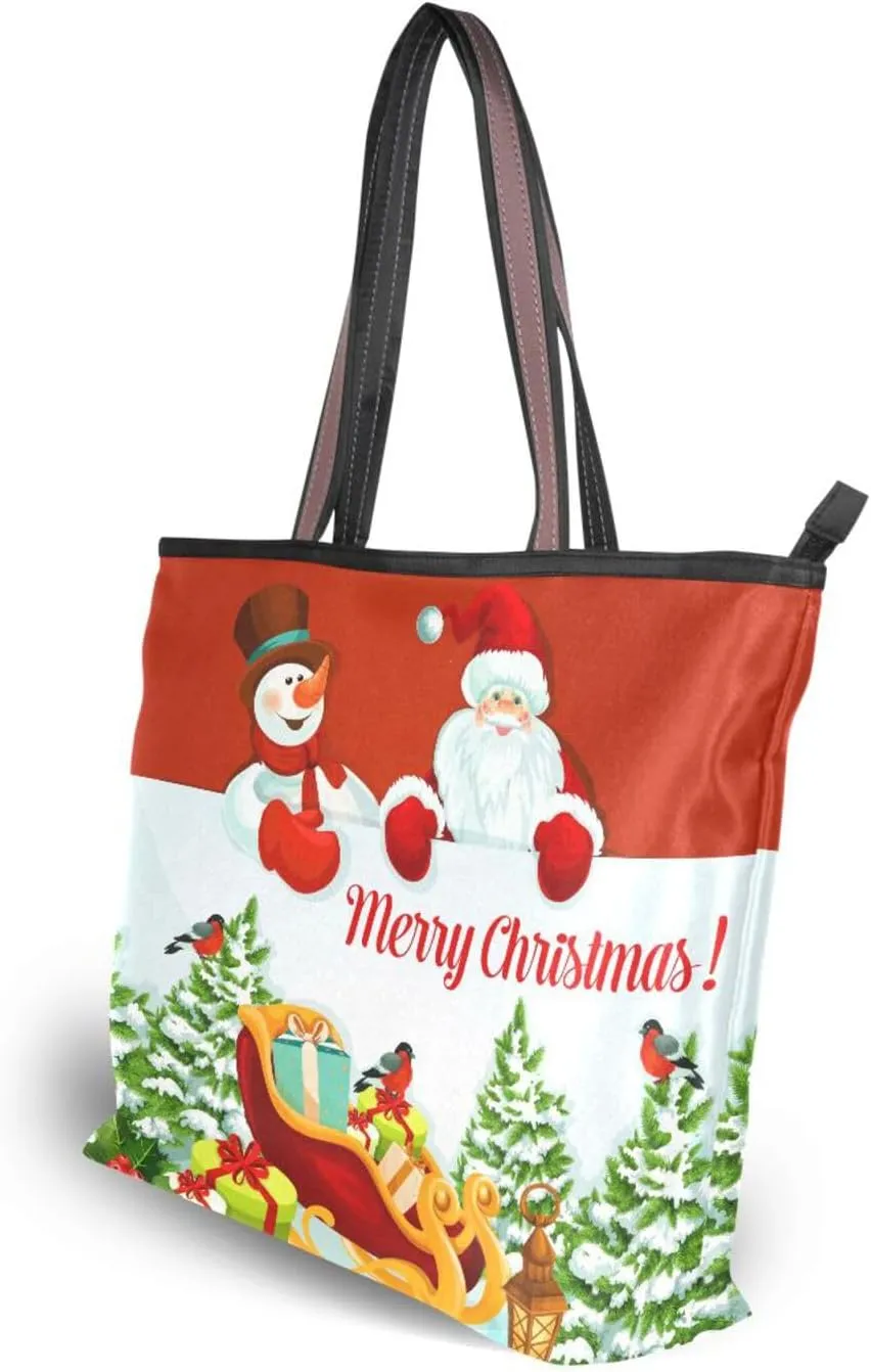 Tote Bag for Women with Zipper,Polyester Tote Purse Holiday Tote Bag Work Handbag Women Gift