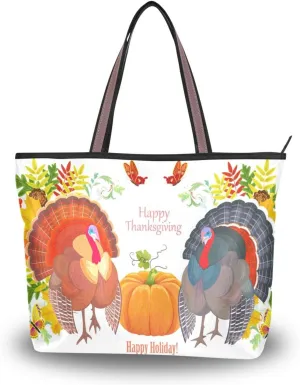 Tote Bag for Women with Zipper,Polyester Tote Purse Holiday Tote Bag Work Handbag Women Gift