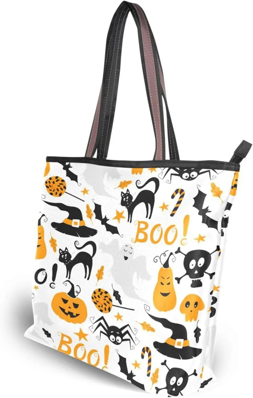Tote Bag for Women with Zipper,Polyester Tote Purse Holiday Tote Bag Work Handbag Women Gift