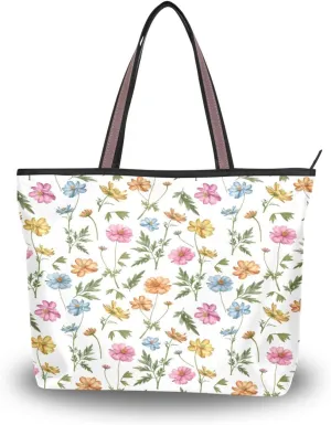 Tote Bag for Women with Zipper,Polyester Tote Purse Holiday Tote Bag Work Handbag Women Gift