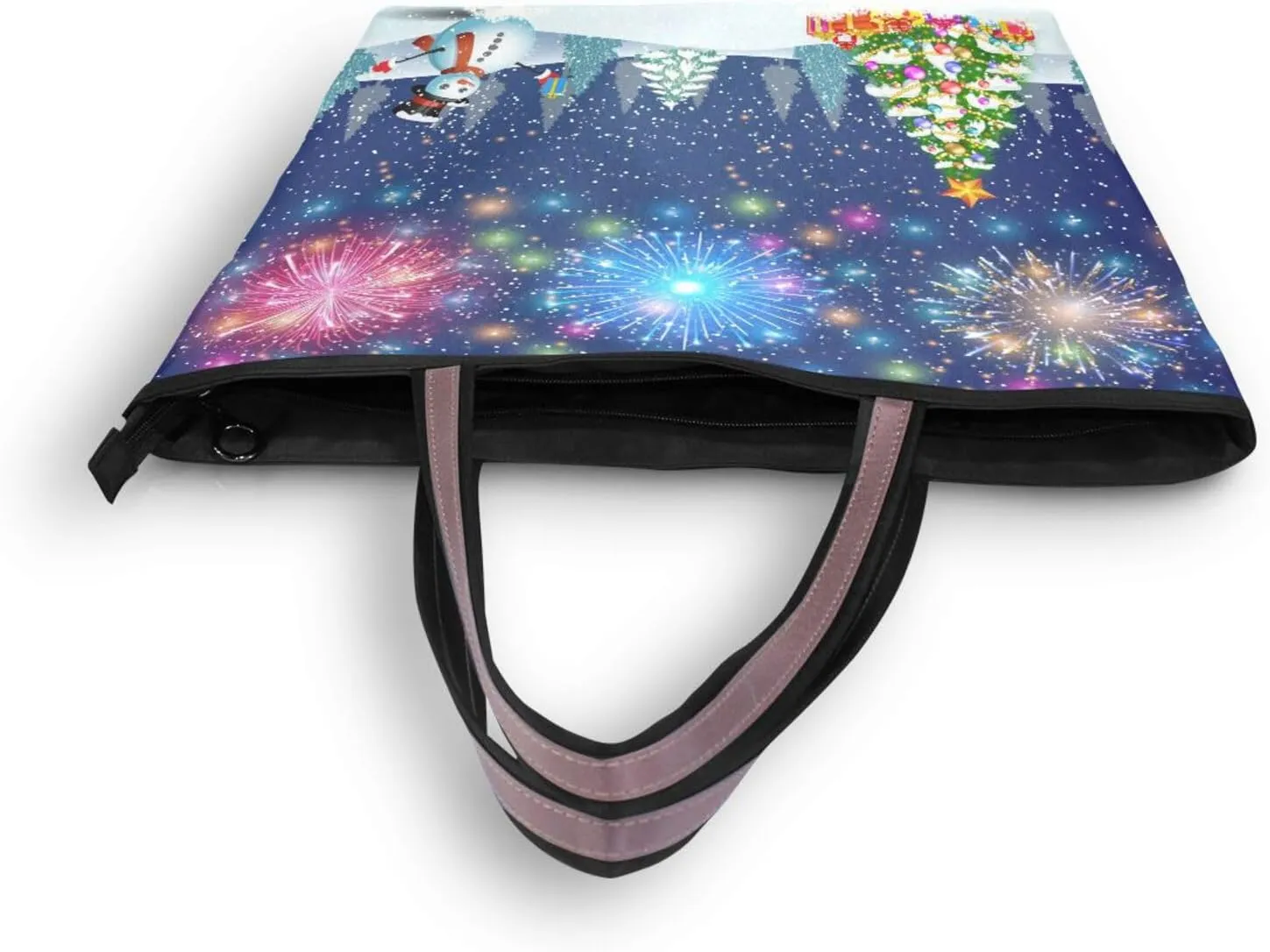 Tote Bag for Women with Zipper,Polyester Tote Purse Holiday Tote Bag Work Handbag Women Gift