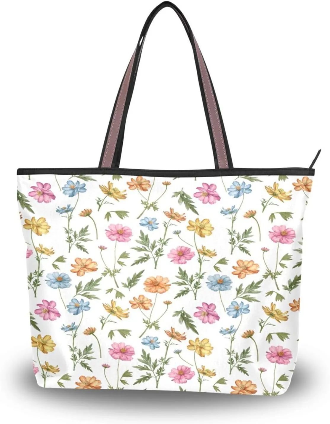 Tote Bag for Women with Zipper,Polyester Tote Purse Holiday Tote Bag Work Handbag Women Gift