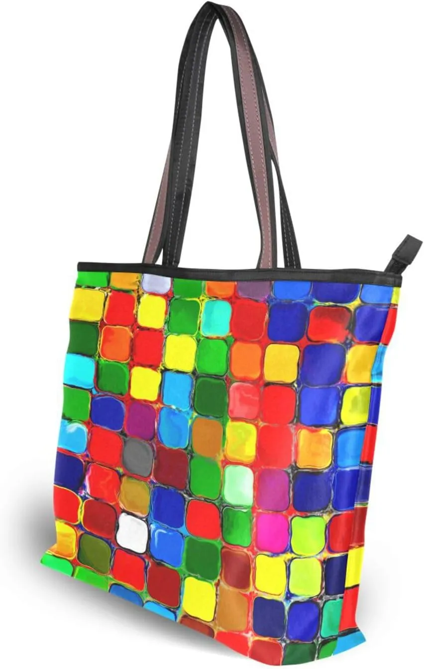 Tote Bag for Women with Zipper,Polyester Tote Purse Holiday Tote Bag Work Handbag Women Gift