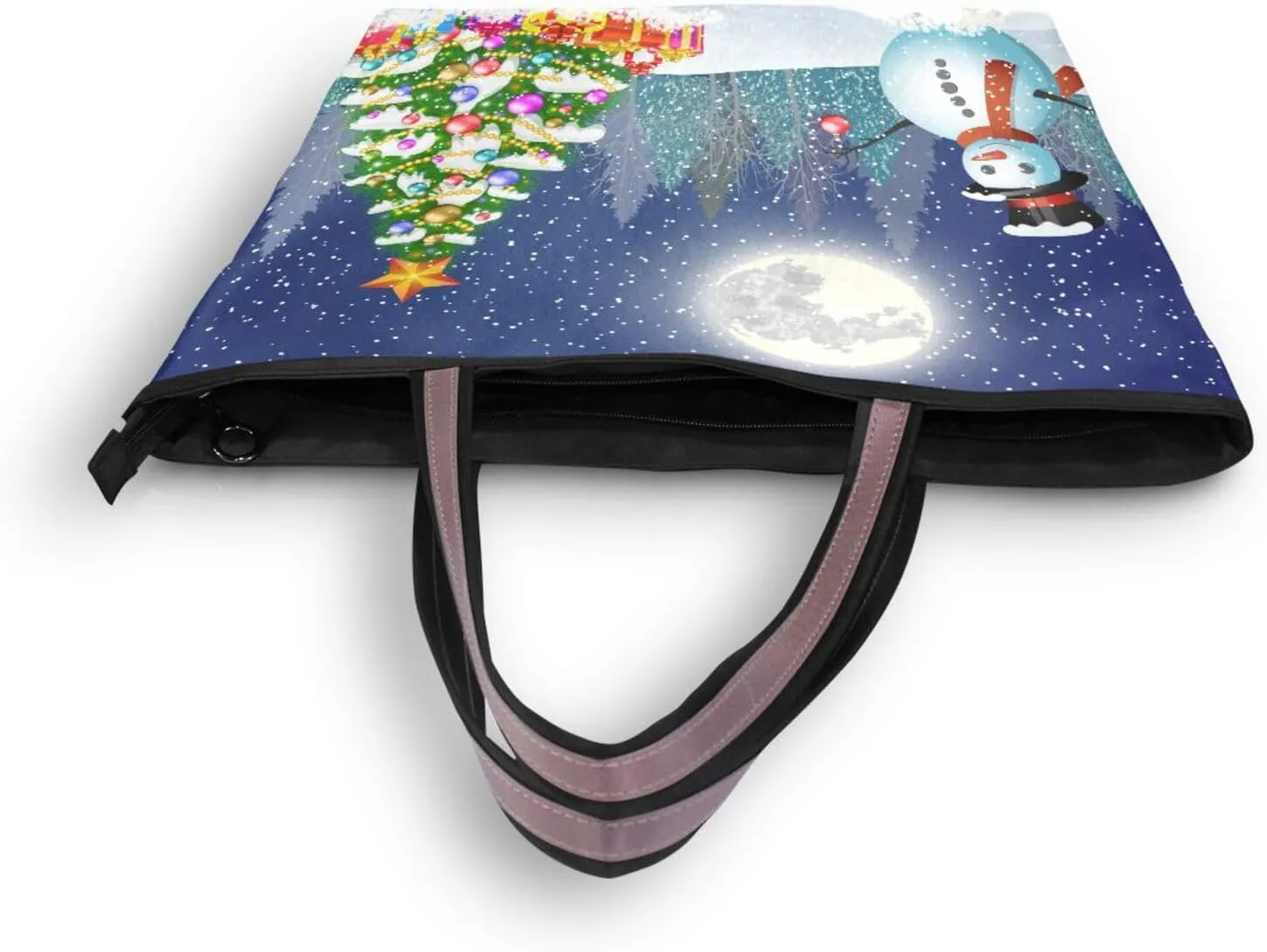 Tote Bag for Women with Zipper,Polyester Tote Purse Holiday Tote Bag Work Handbag Women Gift