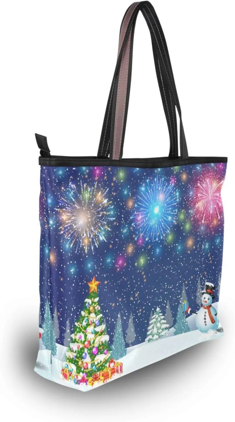 Tote Bag for Women with Zipper,Polyester Tote Purse Holiday Tote Bag Work Handbag Women Gift