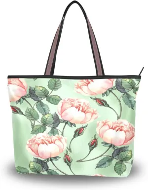 Tote Bag for Women with Zipper,Polyester Tote Purse Holiday Tote Bag Work Handbag Women Gift