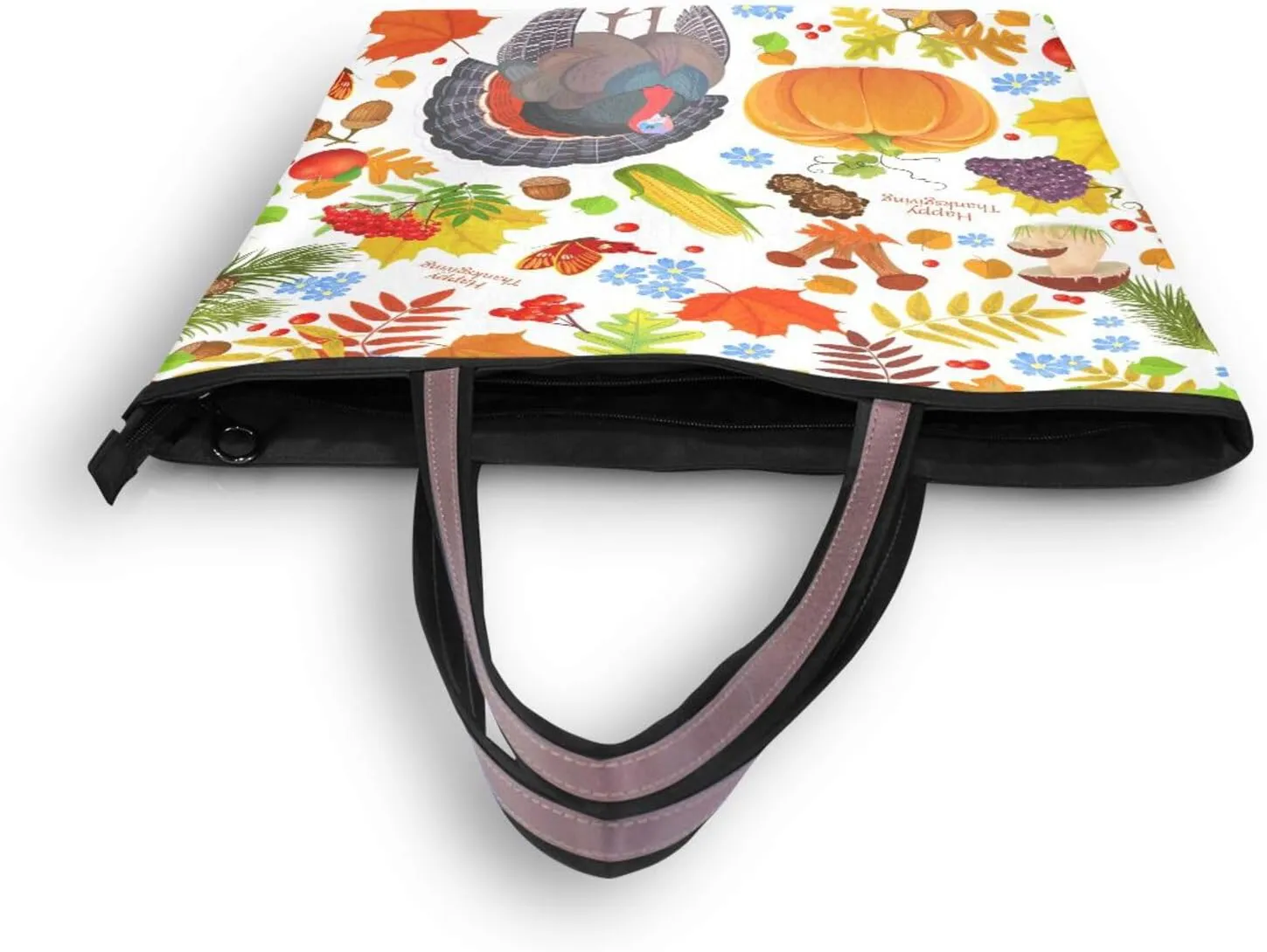 Tote Bag for Women with Zipper,Polyester Tote Purse Holiday Tote Bag Work Handbag Women Gift