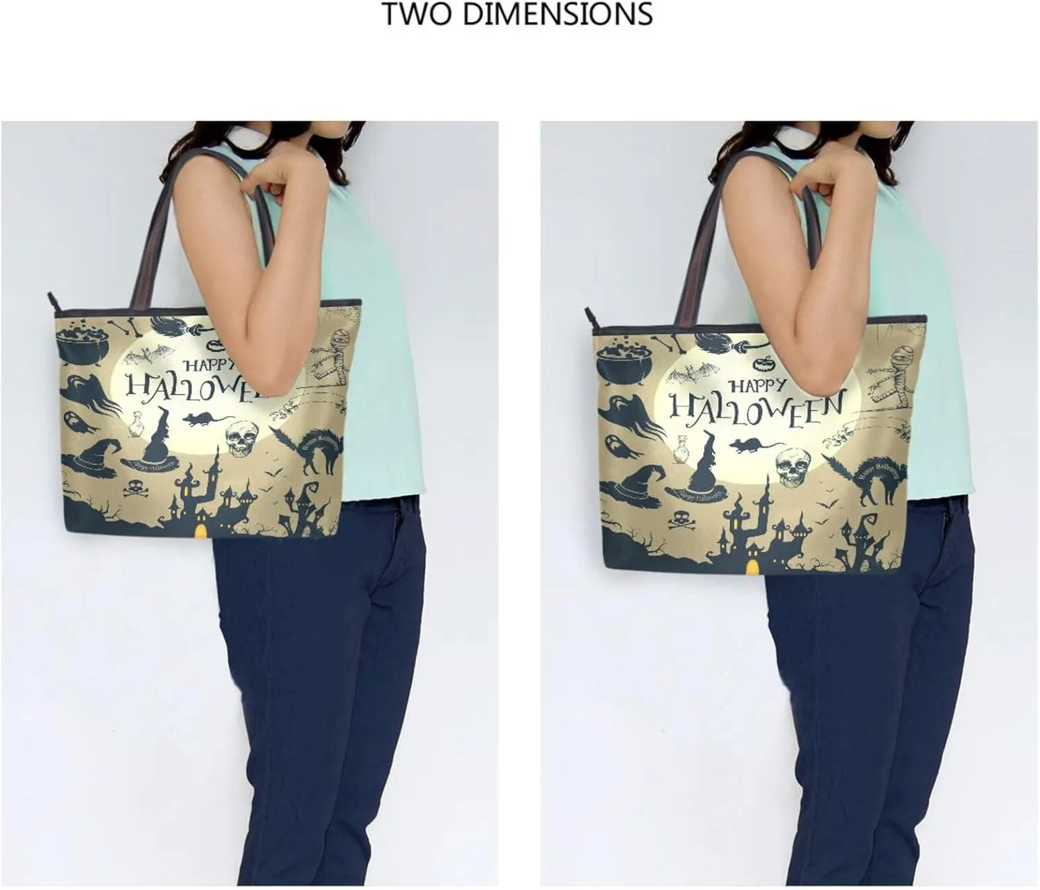 Tote Bag for Women with Zipper,Polyester Tote Purse Holiday Tote Bag Work Handbag Women Gift
