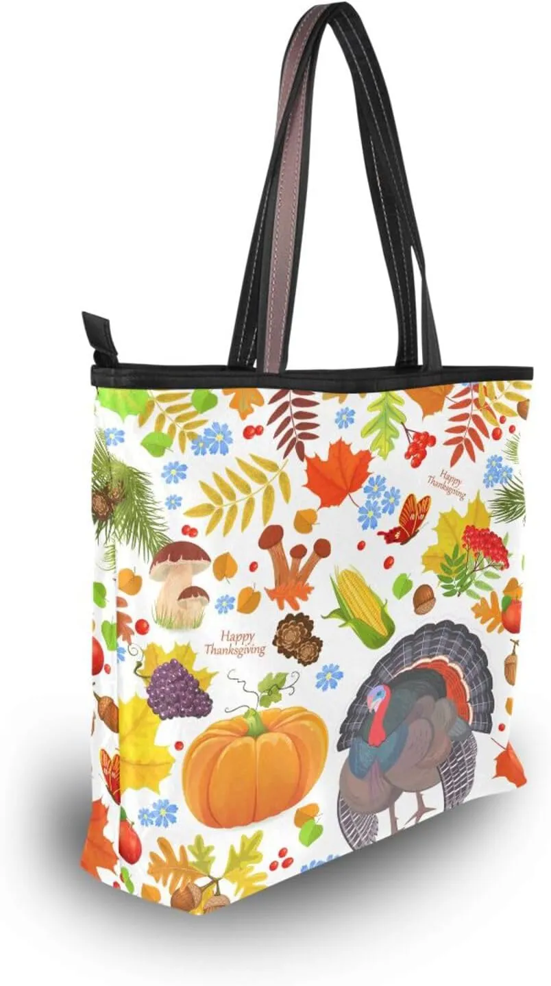 Tote Bag for Women with Zipper,Polyester Tote Purse Holiday Tote Bag Work Handbag Women Gift