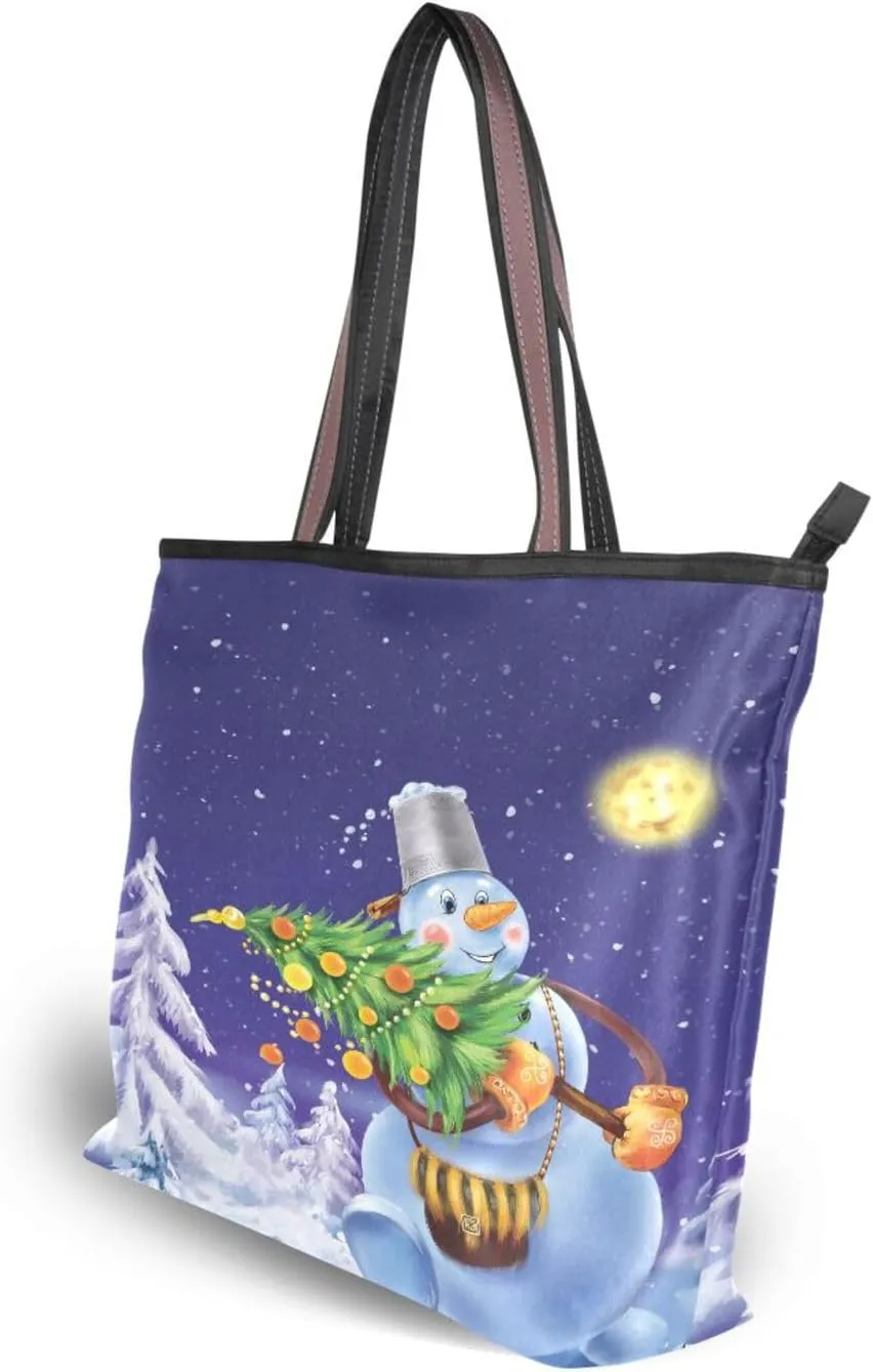 Tote Bag for Women with Zipper,Polyester Tote Purse Holiday Tote Bag Work Handbag Women Gift