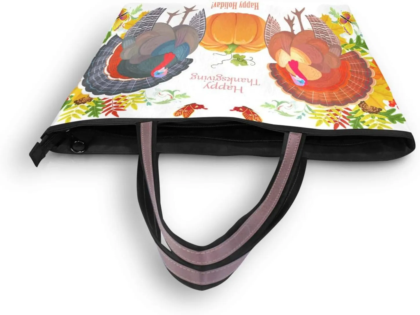 Tote Bag for Women with Zipper,Polyester Tote Purse Holiday Tote Bag Work Handbag Women Gift