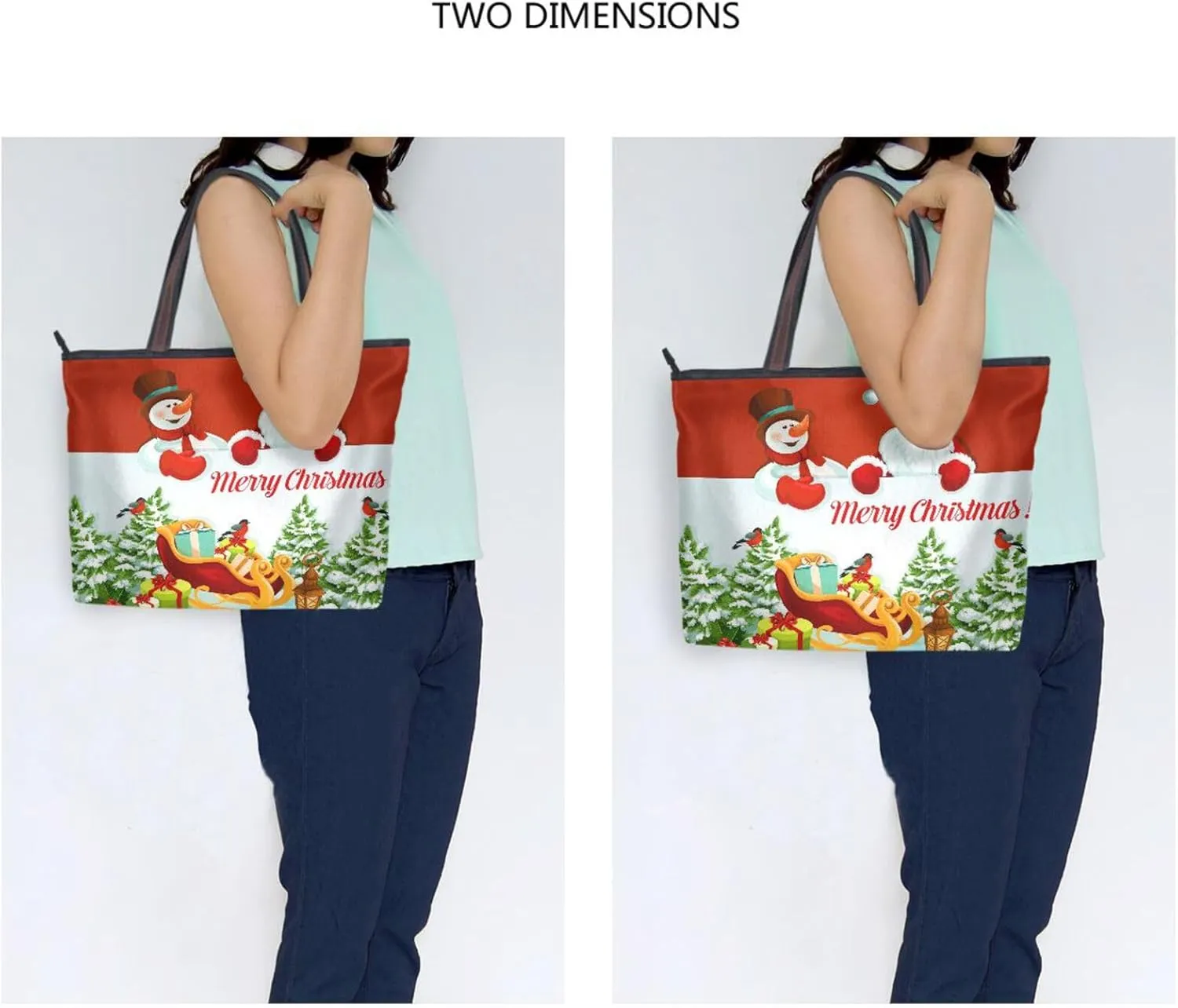 Tote Bag for Women with Zipper,Polyester Tote Purse Holiday Tote Bag Work Handbag Women Gift