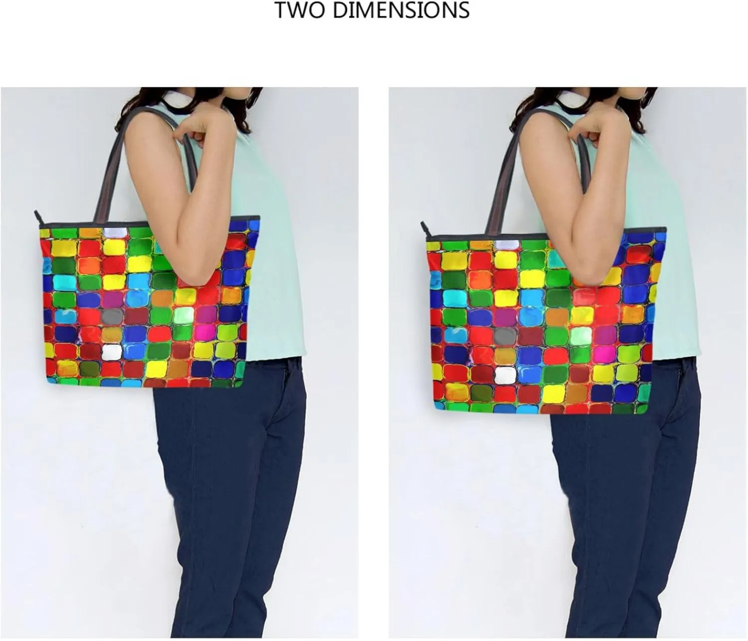 Tote Bag for Women with Zipper,Polyester Tote Purse Holiday Tote Bag Work Handbag Women Gift