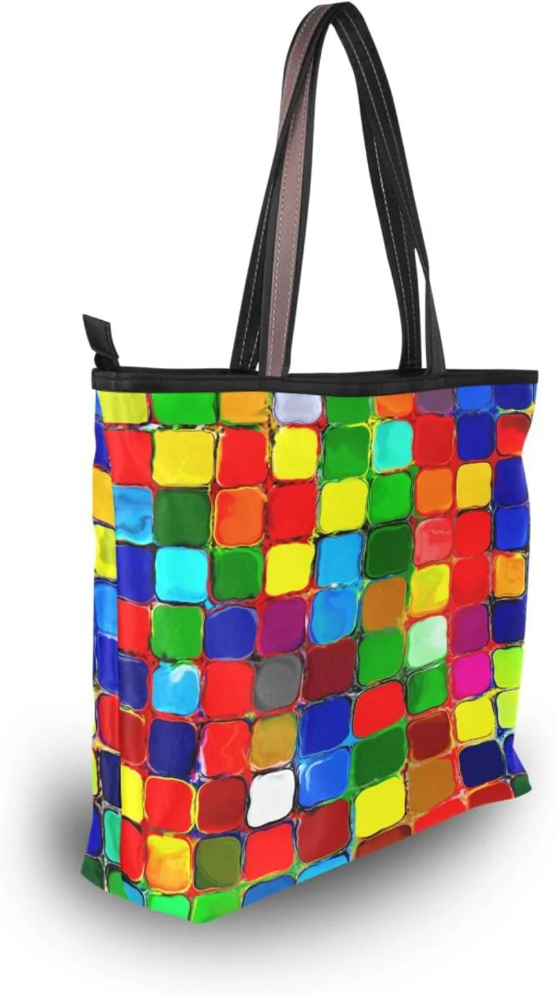 Tote Bag for Women with Zipper,Polyester Tote Purse Holiday Tote Bag Work Handbag Women Gift