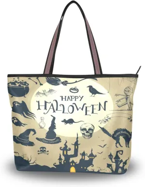 Tote Bag for Women with Zipper,Polyester Tote Purse Holiday Tote Bag Work Handbag Women Gift