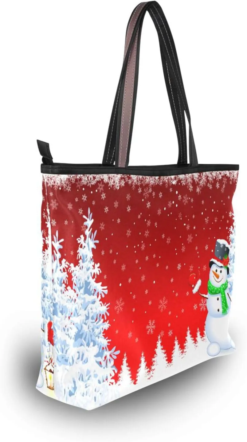 Tote Bag for Women with Zipper,Polyester Tote Purse Holiday Tote Bag Work Handbag Women Gift