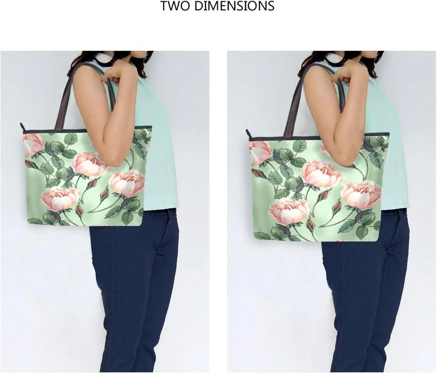 Tote Bag for Women with Zipper,Polyester Tote Purse Holiday Tote Bag Work Handbag Women Gift