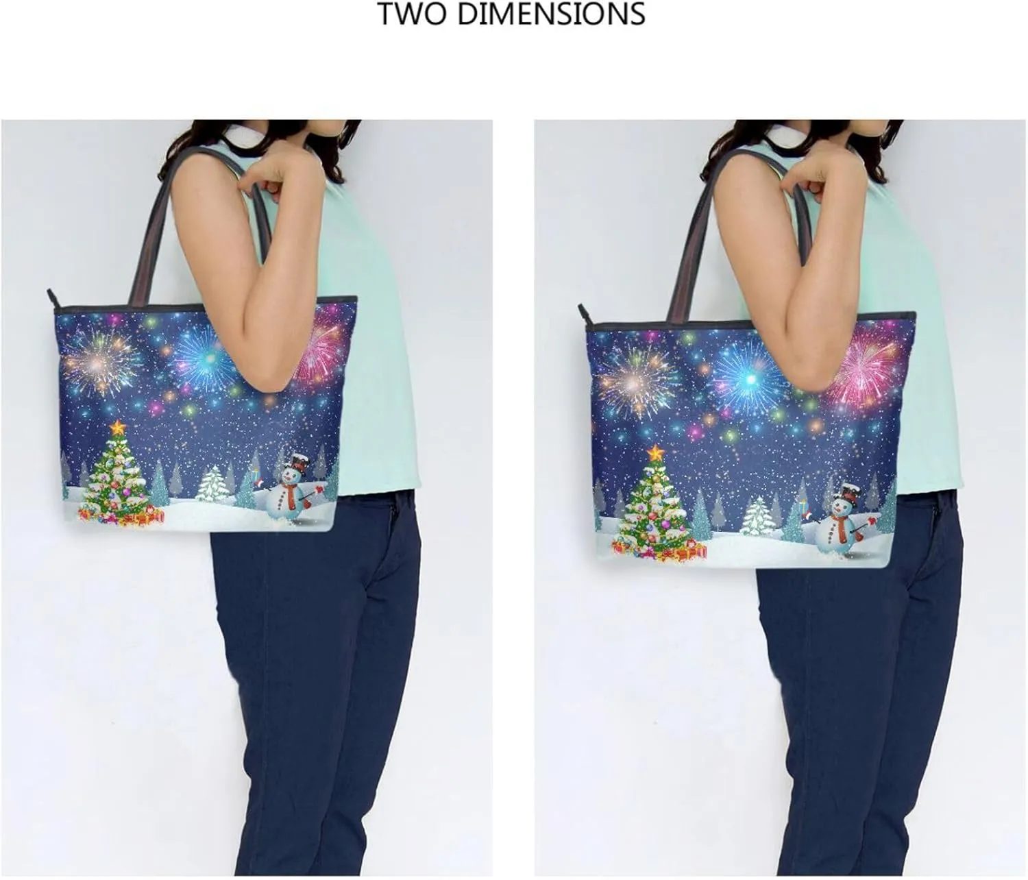Tote Bag for Women with Zipper,Polyester Tote Purse Holiday Tote Bag Work Handbag Women Gift