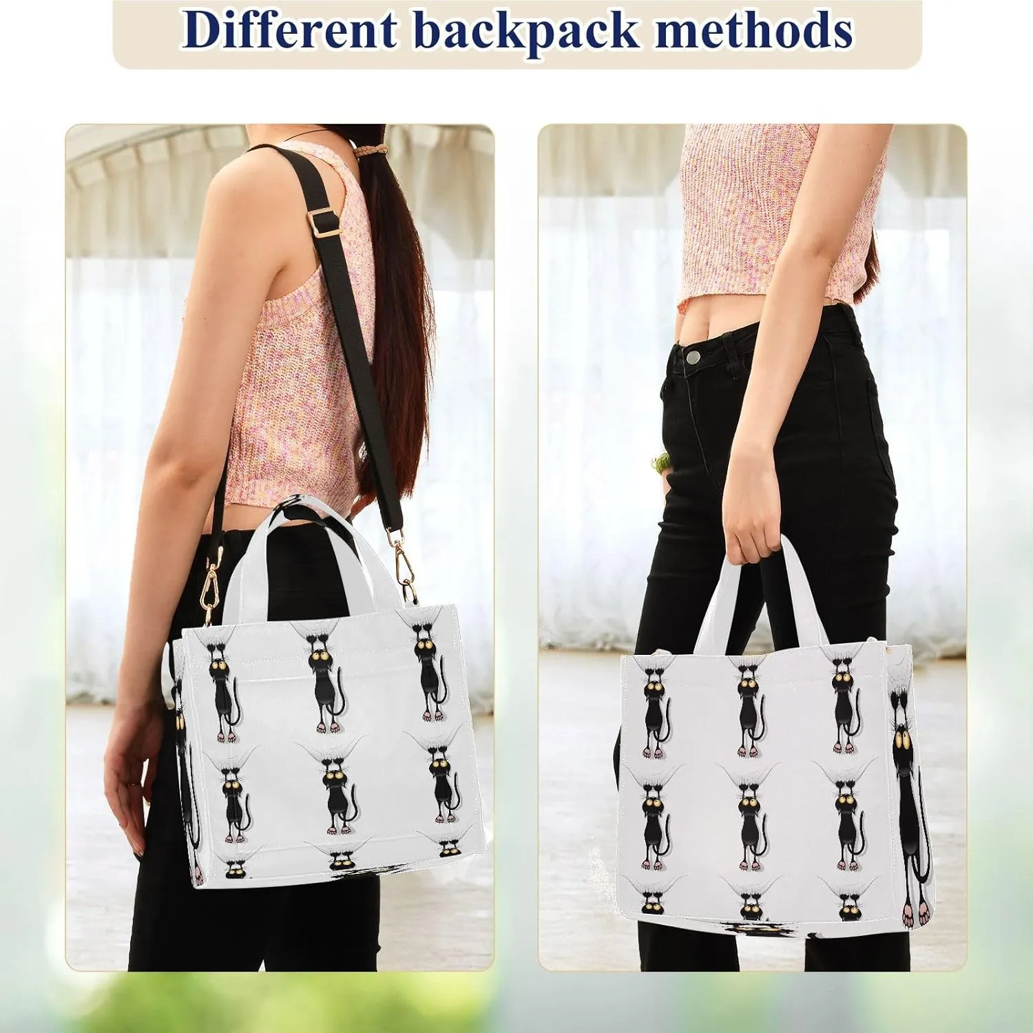 Tote Bag for Women with Zipper,Polyester Tote Purse Holiday Tote Bag Work Handbag Women Gift