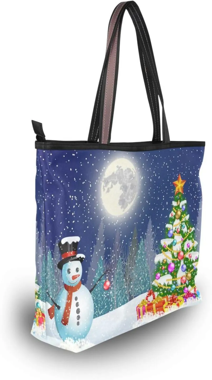 Tote Bag for Women with Zipper,Polyester Tote Purse Holiday Tote Bag Work Handbag Women Gift