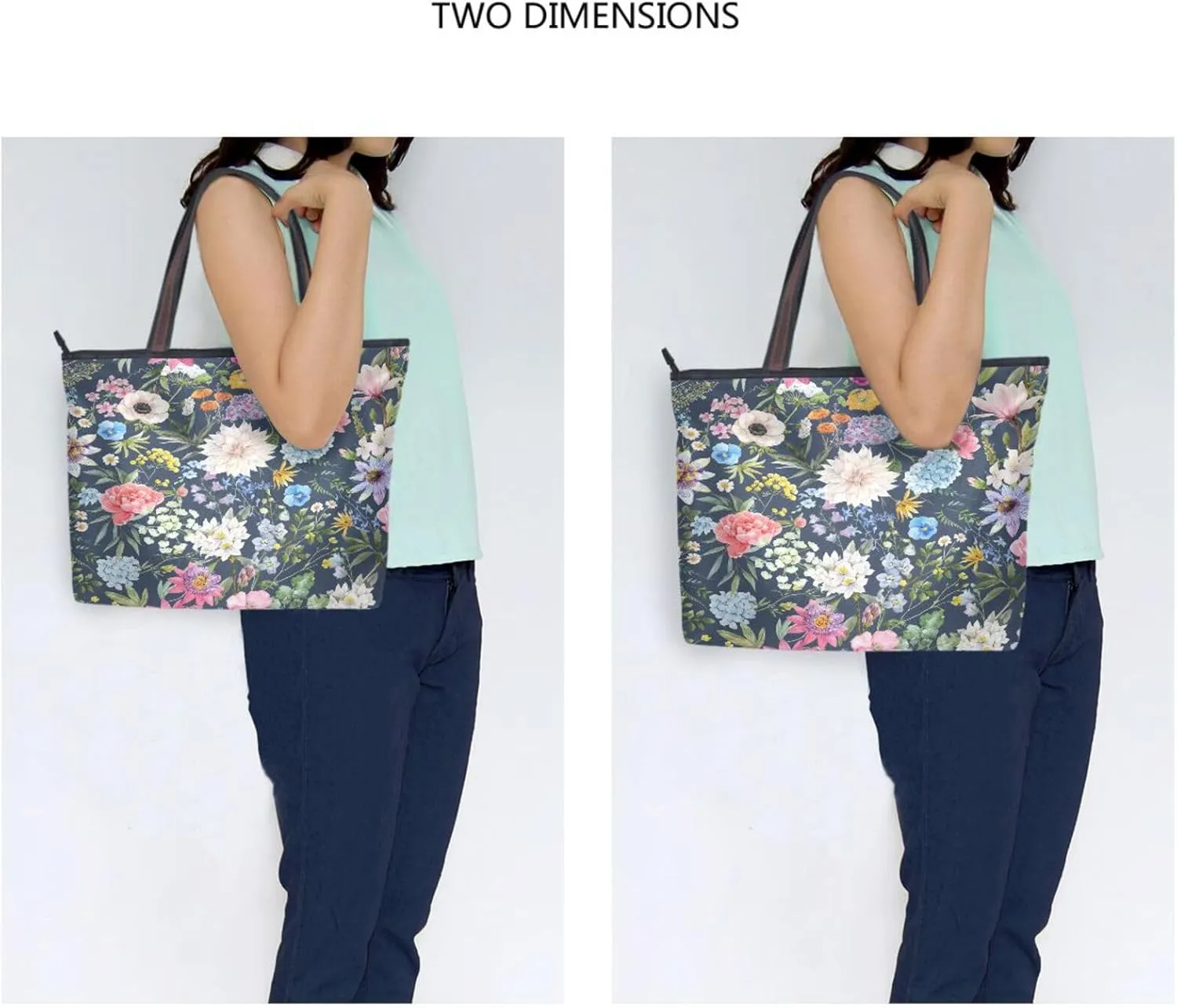 Tote Bag for Women with Zipper,Polyester Tote Purse Holiday Tote Bag Work Handbag Women Gift